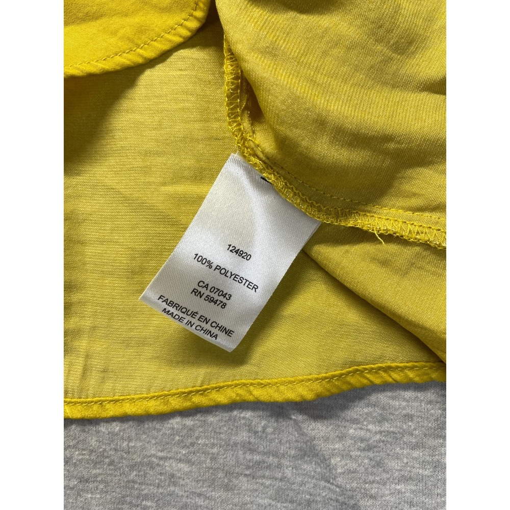 Rachel Zoe Blouse Top Womens Large Mustard Yellow 3/4 Puff Sleeve Smocked Cuff - Picture 4 of 7